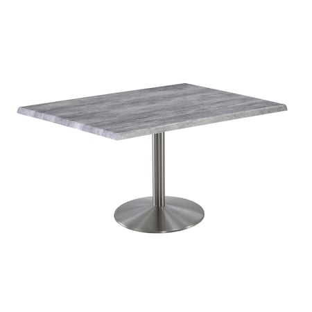Holland Bar Stool Co 30" Tall OD214 Stainless Steel Table Base 22" Diameter 30"x48" Greystone Top OD214-2230SSOD3048GryStn
